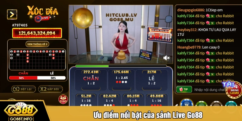 Ưu điểm nổi bật của sảnh Live Go88